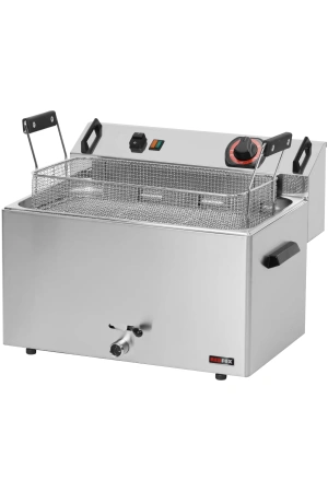 Fritéza elektrická 0,56 kW/l, 16 l stolní s výpustí 400 V | REDFOX - FE 30 T