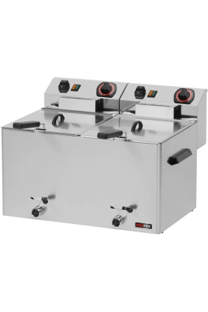 Fritéza elektrická dvojitá 0,38 kW/l, 8+8 l stolní s výpustí 230 V | REDFOX - FE 77 V