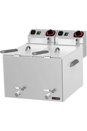 Fritéza na ryby elektrická dvojitá 0,43 kW/l, 8+8 l stolní s výpustí 230 V | REDFOX - FE 88 V